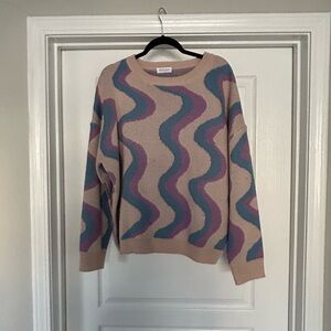 Wave Pattern Sweater in Beige, Blue, and Purple